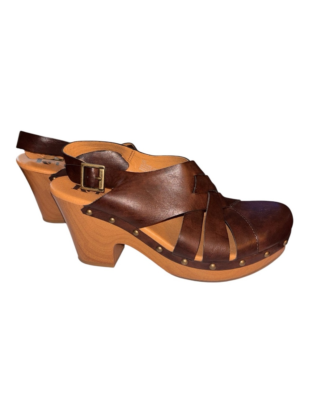 Korks Wynne  Brown Slingback platform Clog Heels Size 9 excellent condition